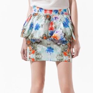 Zara Floral Peplum Mini Skirt